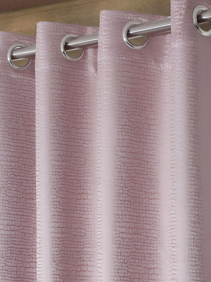 HOSTA HOMES Pink 2 Pieces Abstract Black Out Eyelet Door Curtain