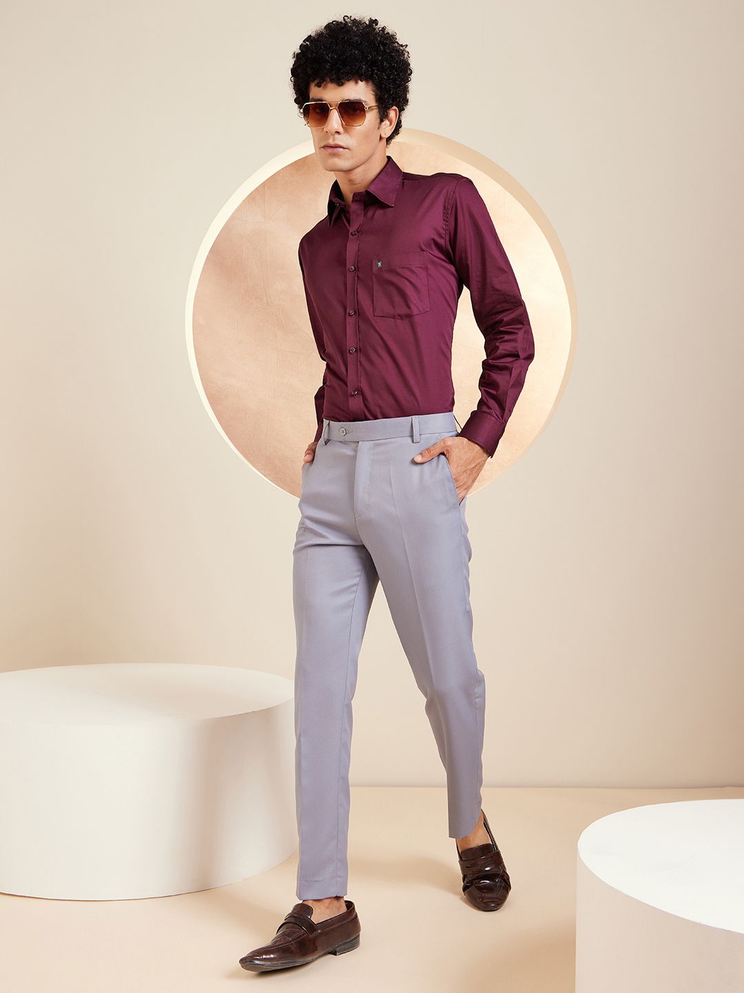 DENNISON Smart Solid Opaque Pure Cotton Satin Shirt