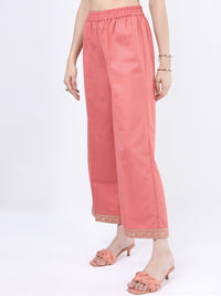 Vishudh Women Coral Yoke Design Kurti with Palazzos & With Dupatta