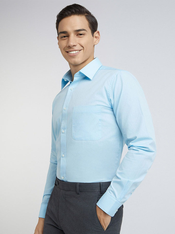 Raymond Men Pure Cotton Self Design Textured Slim Fit Formal Shirt