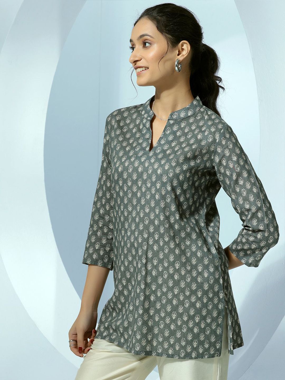 Libas Women Ethnic Motifs Printed Mandarin Collar Kurti