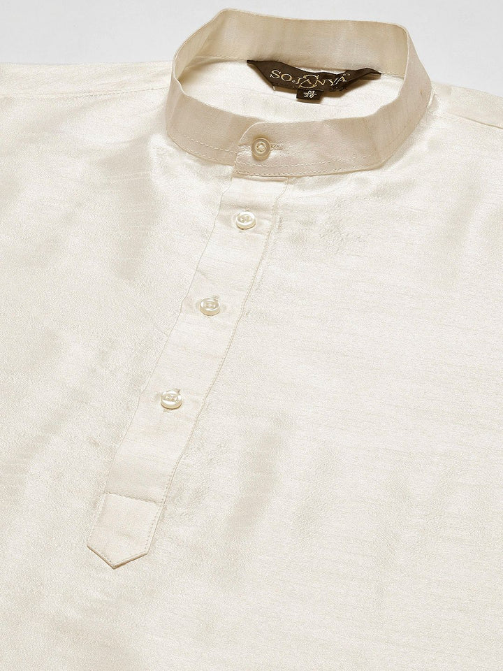 SOJANYA Kurta Berwarna Krim Lelaki dengan Churidar dengan Jaket Nehru