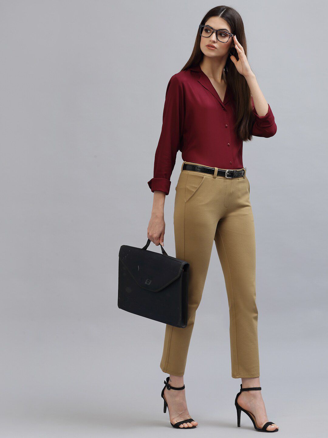 Style Quotient Women Maroon Formal Shirt