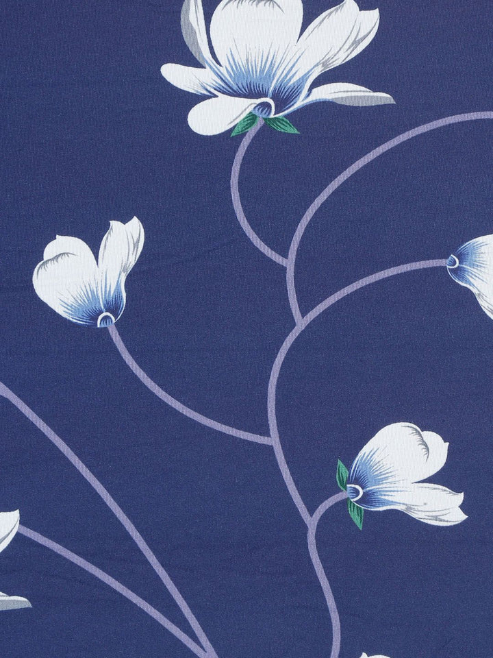 Cortina Navy Blue & White Printed 3-Seater Sofa Cover