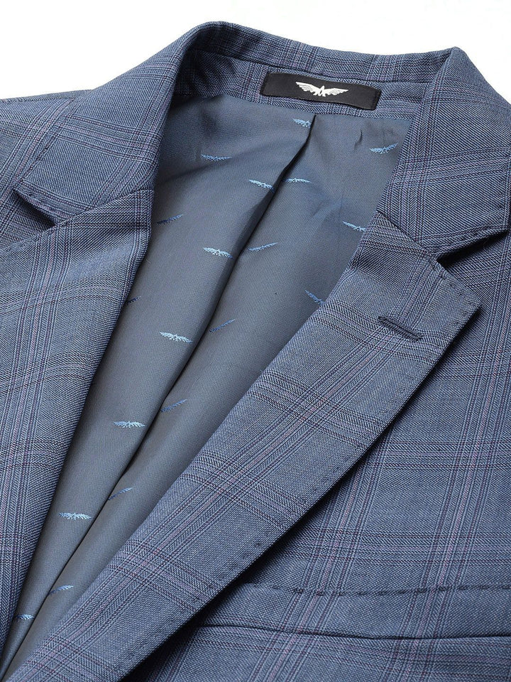 Park Avenue Checked Single-Breasted Formal Blazer With Trouser