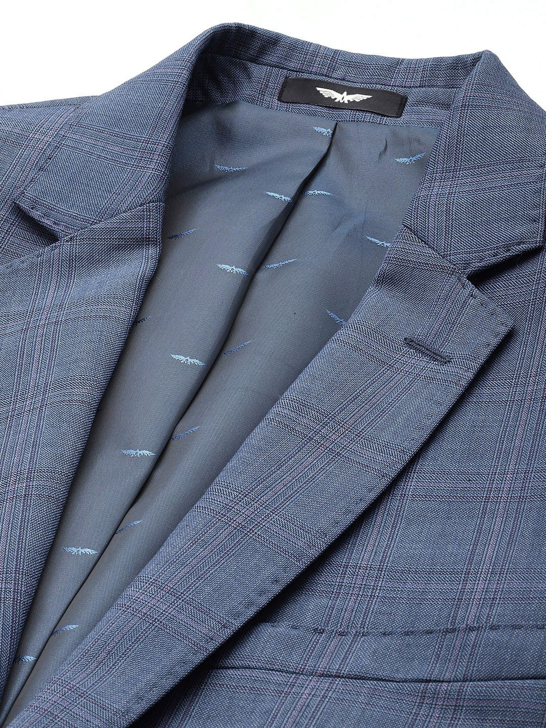 Park Avenue Checked Single-Breasted Formal Blazer With Trouser