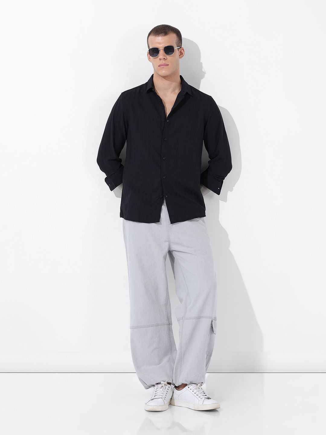 The Indian Garage Co Men Regular Fit Textured Resort Wear Shirt