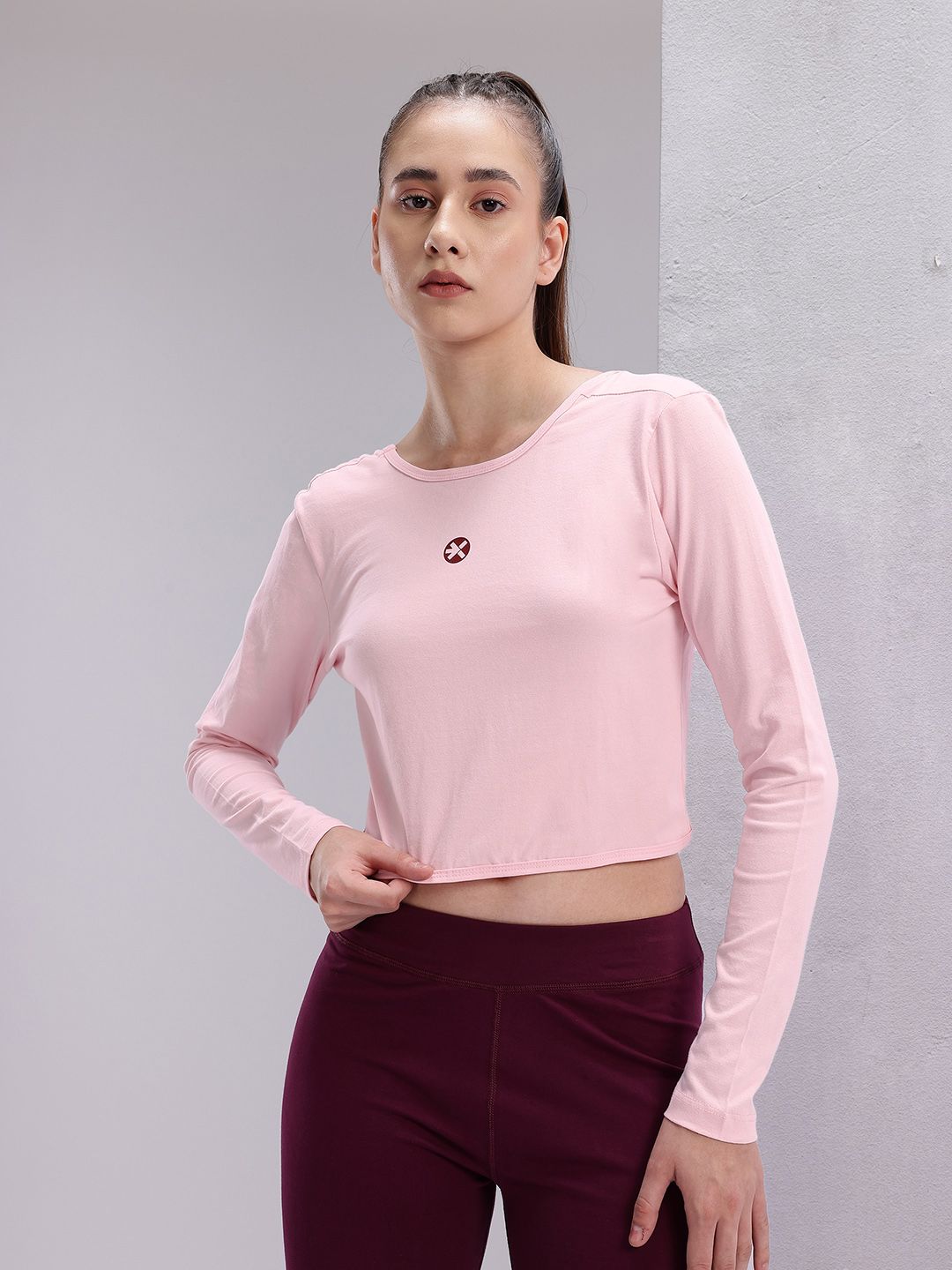 HRX by Hrithik Roshan Women Twisted Back Pure Cotton Crop Yoga T-shirt
