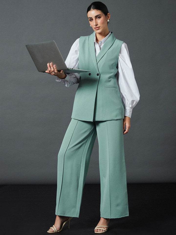 SASSAFRAS worklyf Double Breasted Sleeveless Longline Blazer