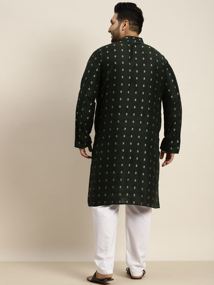 SOJANYA PLUS Men Dark Green Material: 80% Cotton, 20% Silk Machine-wash