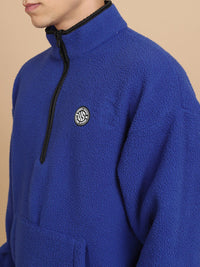 HIGHLANDER High Neck Half Zipper Drop Shoulder Sleeves Oversized Pullover Sweatshirt