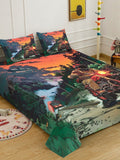 Myntra Elegant Homes Multicoloured Graphic 300 TC King Bedsheet with 2 Pillow Covers