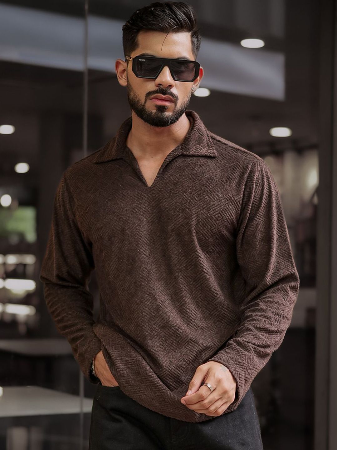 Powerlook Men Solid Polo Collar Cotton T-shirt