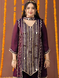 Mamicha Floral Embroidered Regular Kurta & Salwar With Dupatta
