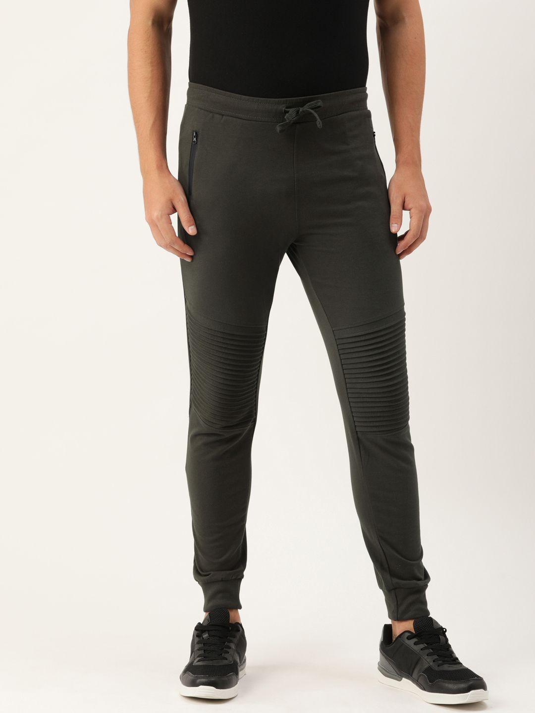 The Indian Garage Co Men Grey Solid Pleated Detail Joggers