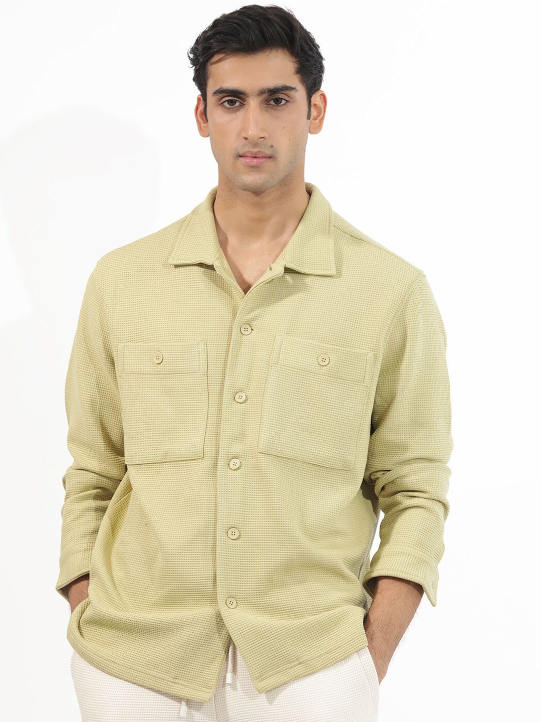 RARE RABBIT Men Elric Tailored Fit Textured Spread Collar Jacket