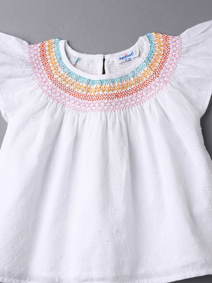 Nauti Nati Flutter Sleeve Cotton Blouson Top
