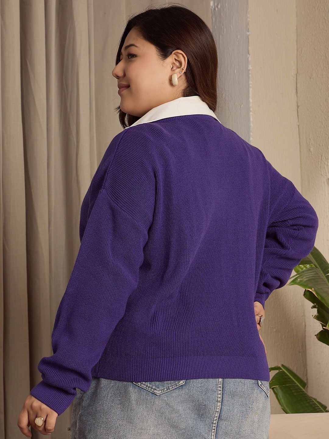 Berrylush Curve Women Longline Long Sleeves Sweater