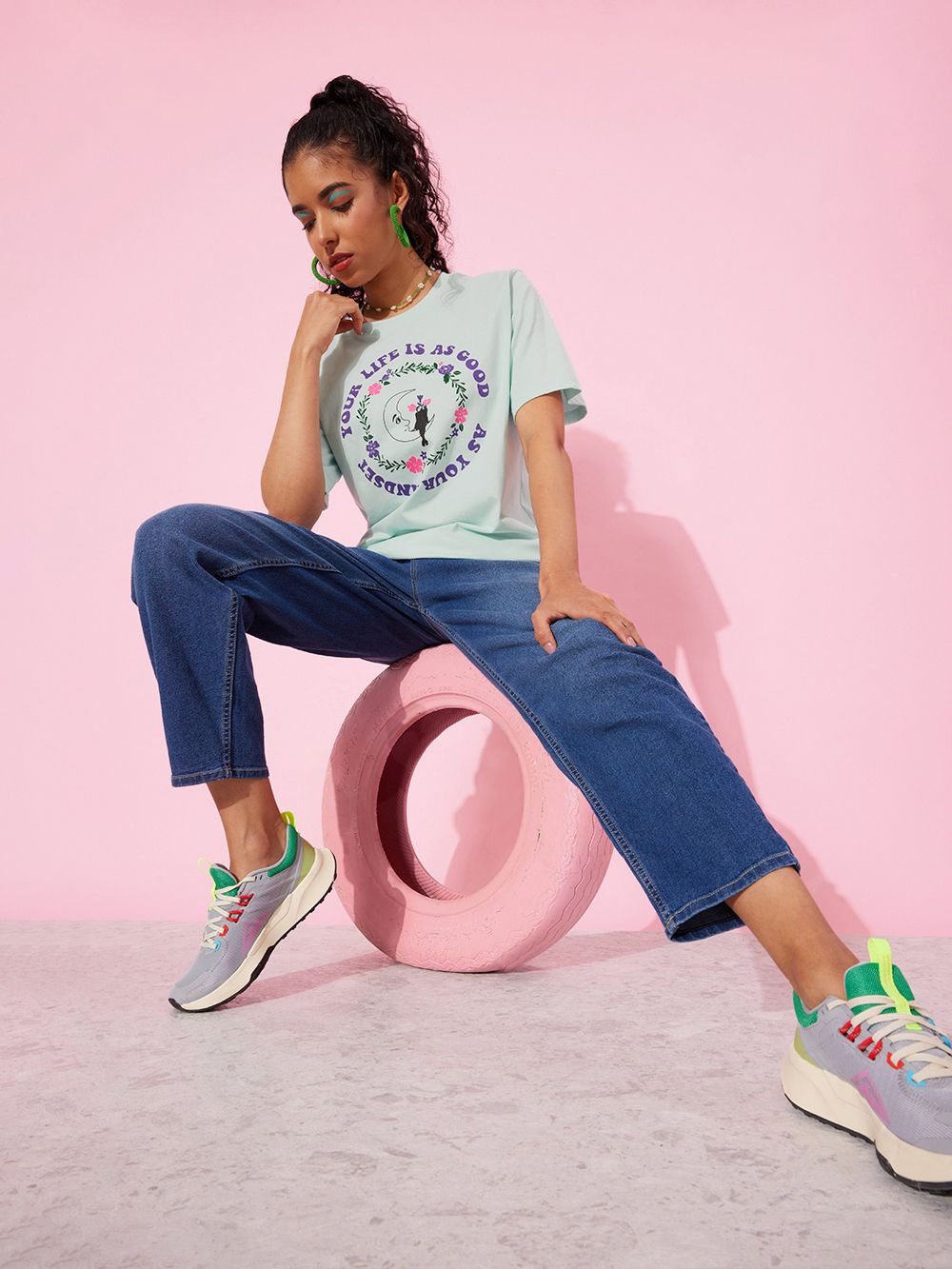 DILLINGER Women Graphic Printed Oversized T-shirt