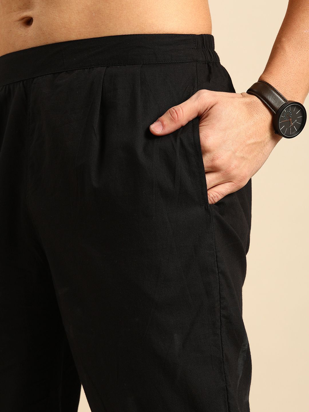 Anouk Men Black Printed Regular Pure Cotton Kurta with Pyjamas