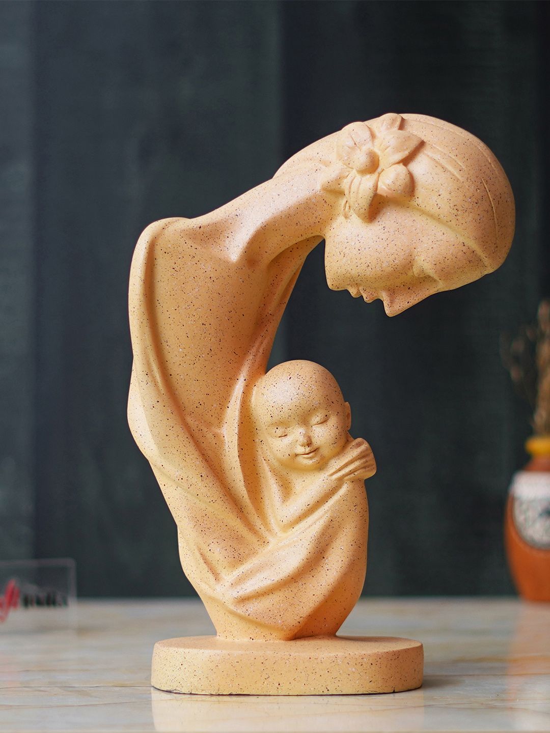 eCraftIndia Off White Medium Mother with Child Sculpture Human Figurine Showpiece