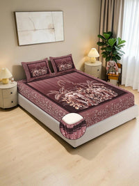 KLOTTHE Rust 400 TC King Bedsheet with 2 Pillow Covers