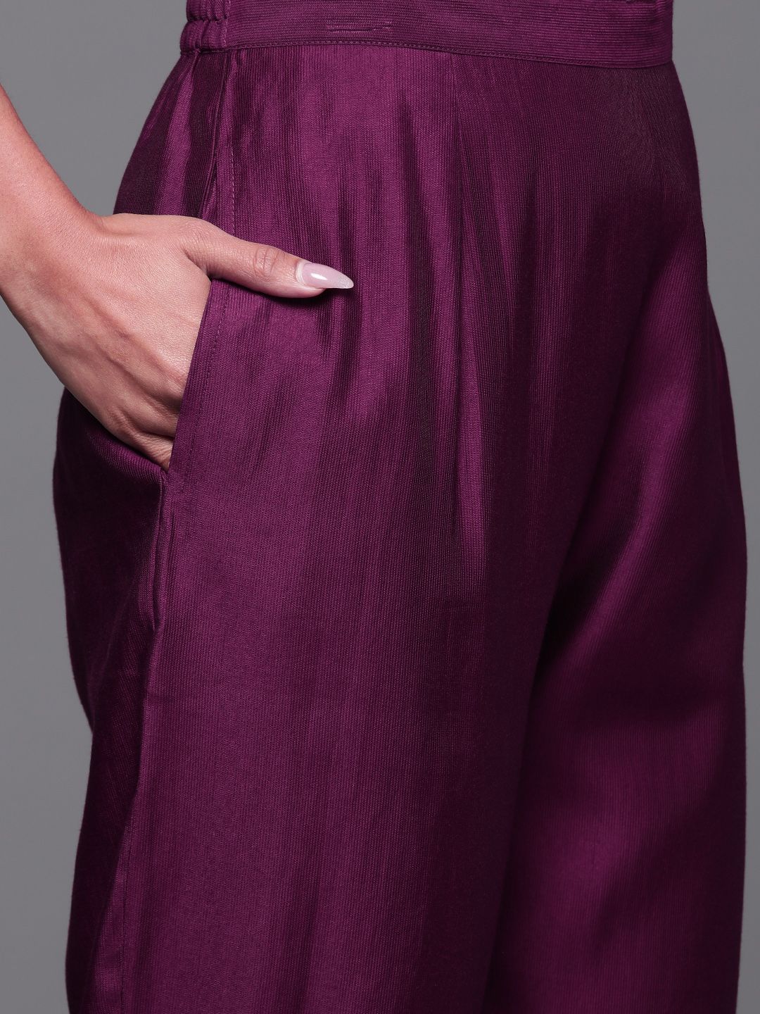 Indo Era Floral Embroidered Sequinned Liva Kurta with Trousers & Dupatta