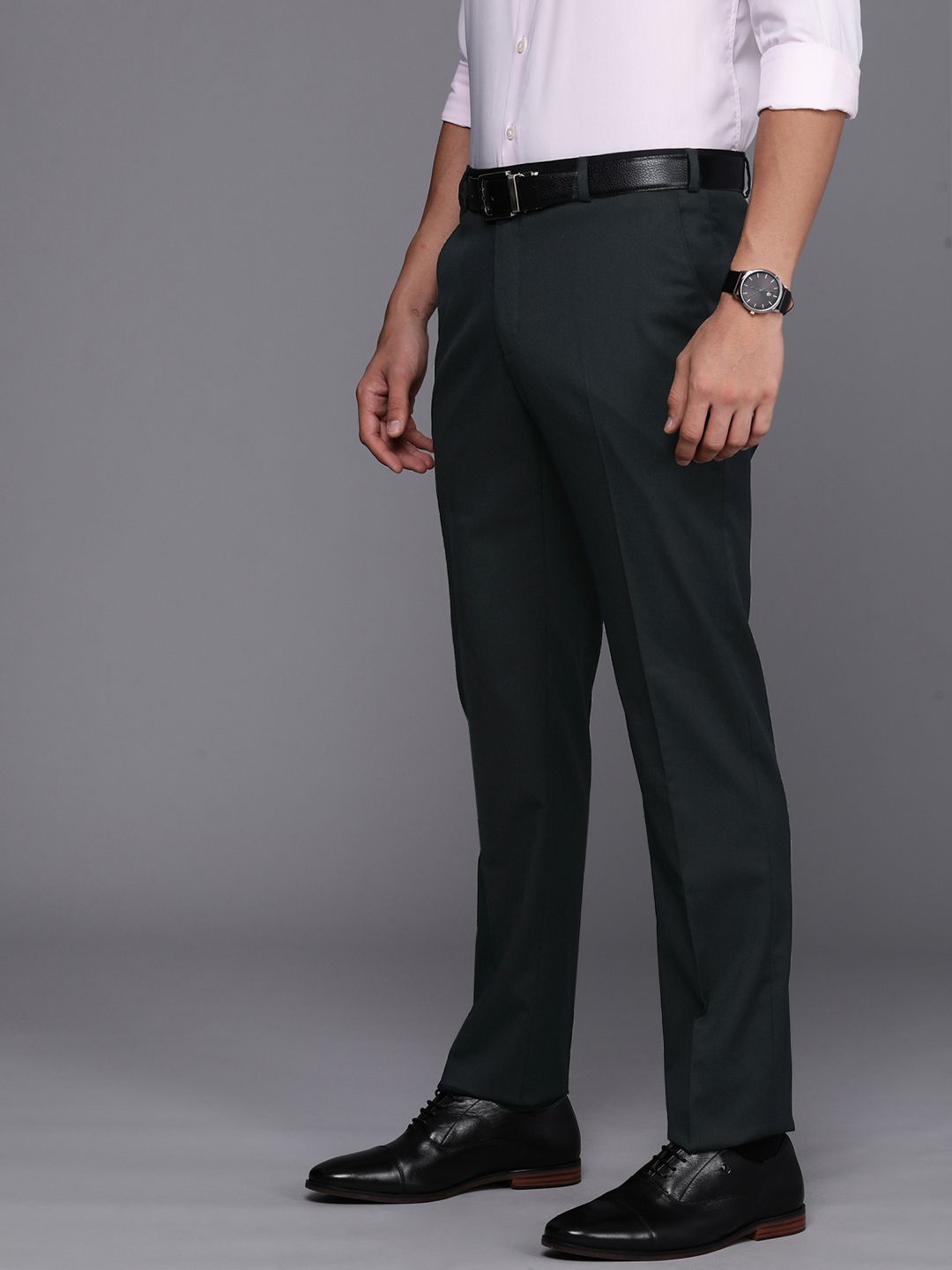 Raymond Men Textured Slim Fit Formal Trousers