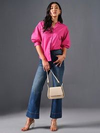 AND Puff Sleeve Cotton Shirt Style Top