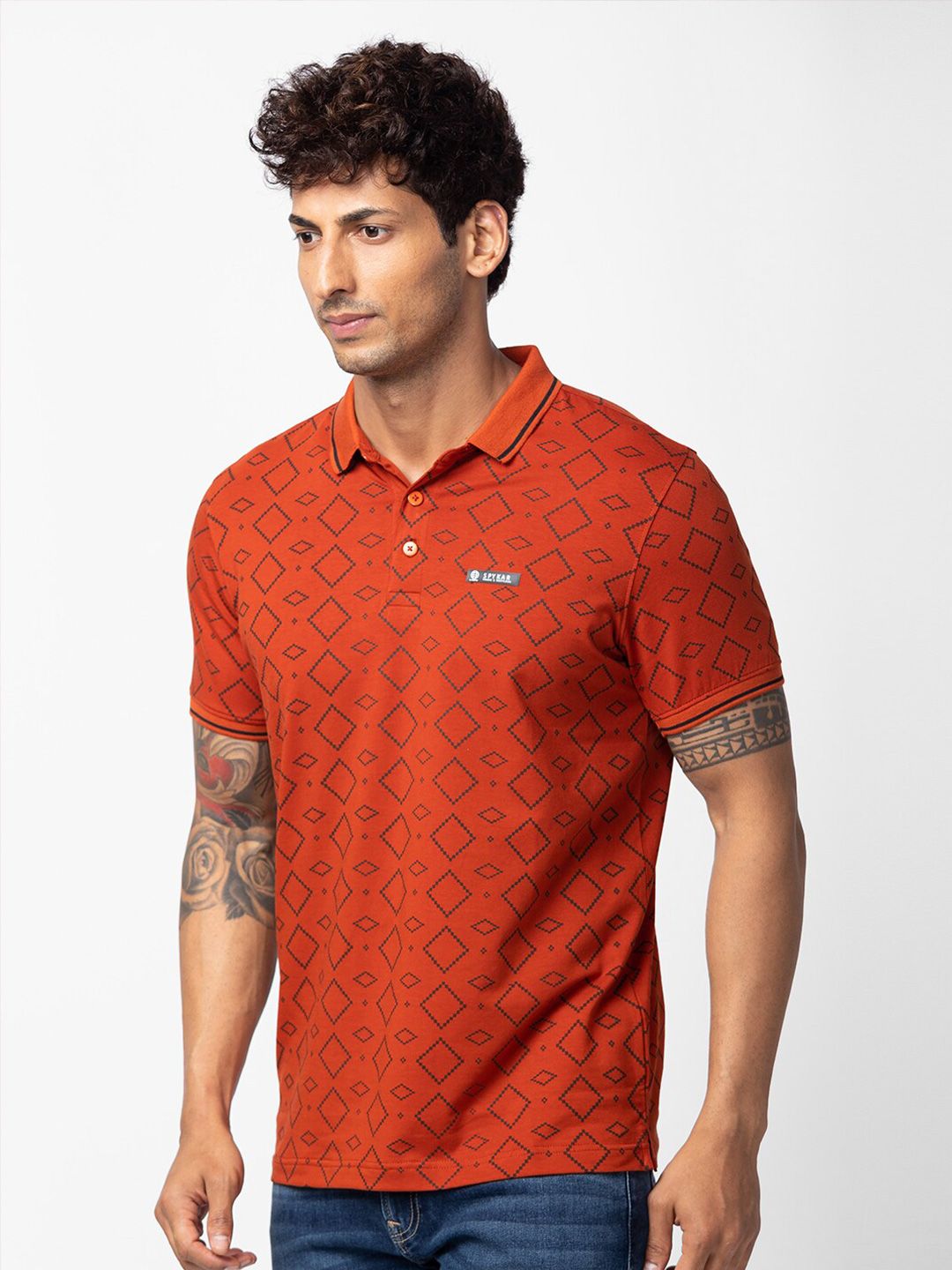 SPYKAR Men  Printed Polo Collar Slim Fit T-shirt