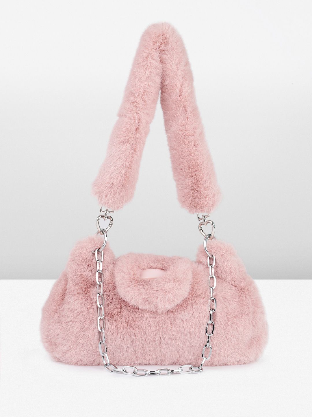 DressBerry Structured Shoulder Bag With Fur