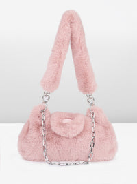 DressBerry Structured Shoulder Bag With Fur