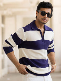 Powerlook Men Striped Pure Cotton T-shirt