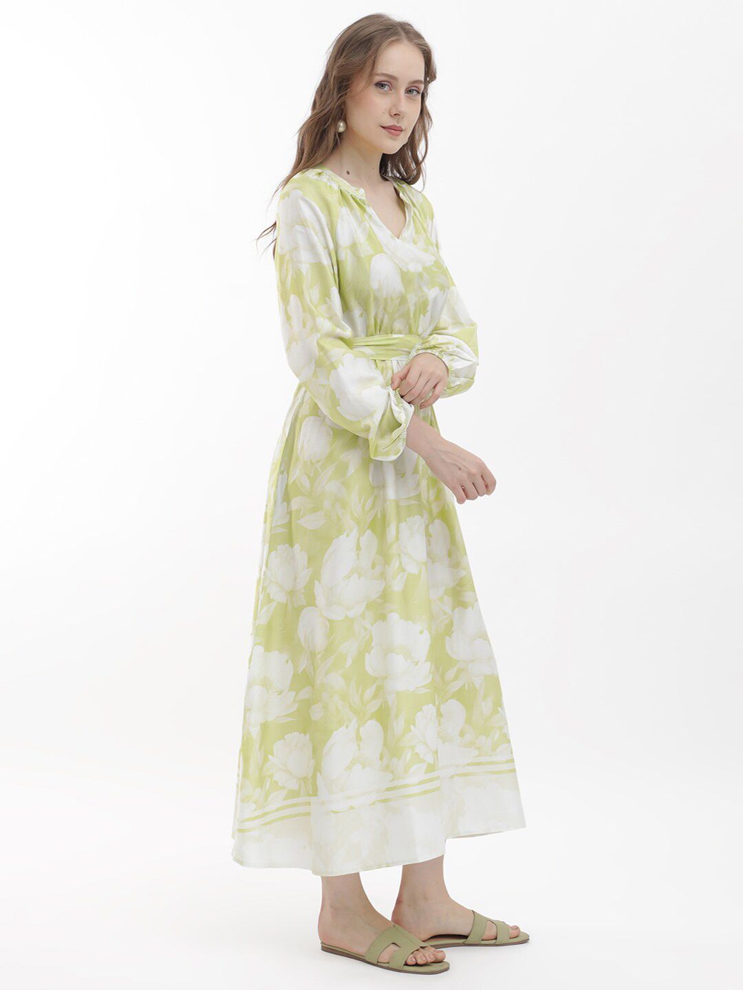 RAREISM Floral Printed Fit & Flare Midi Dress