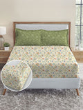 MYTRIDENT English Chintz 210TC King 100% Cotton 1 Fitted Sheet with 2 Pillow Covers