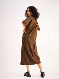 SASSAFRAS BASICS Round Neck Short Sleeves Cotton Oversized T-shirt Midi Dress
