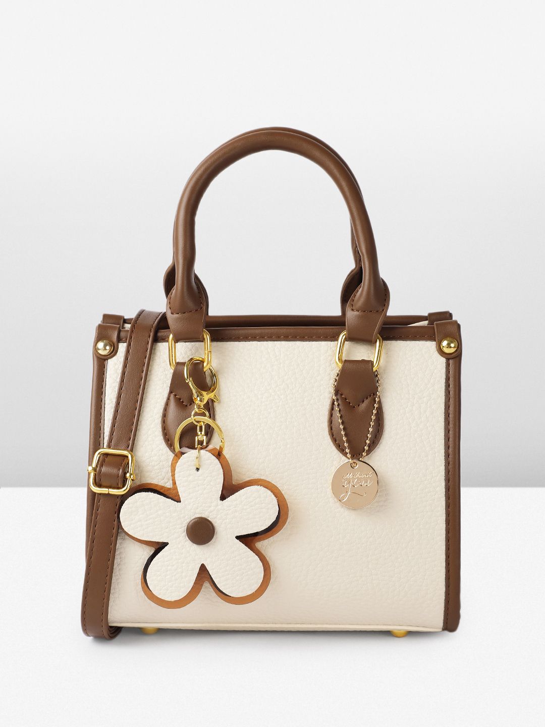 all about you Structured Handheld Bag With Floral  Charm