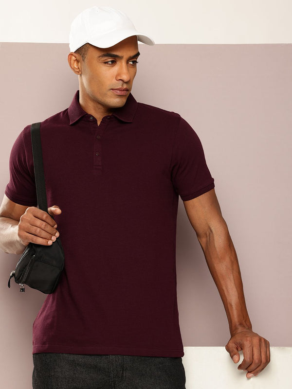 DILLINGER Men Polo Collar Honeycomb Structure T-shirt