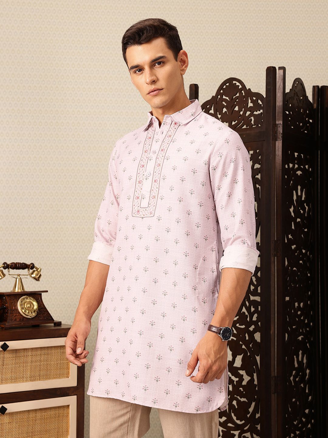 House of Pataudi Floral Printed Rozana Kurta