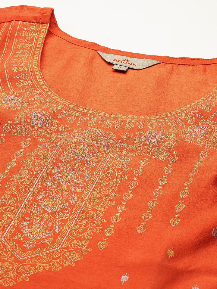 Anouk Ethnic Motifs Print Gotta Patti Kurta Set