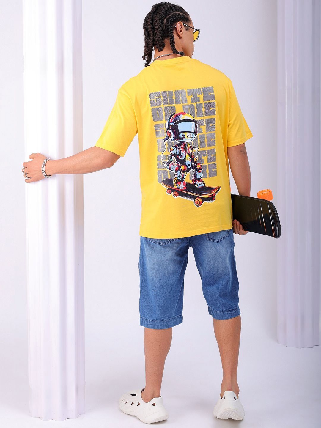 The Indian Garage Co Men Back Printed Boxy Oversized Round Neck T-shirt