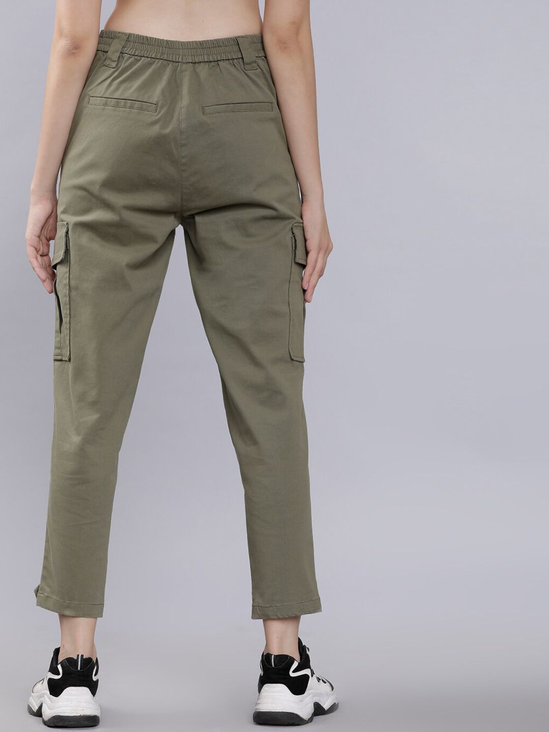 Tokyo Talkies Women Olive Green Slim Fit Solid Cargos