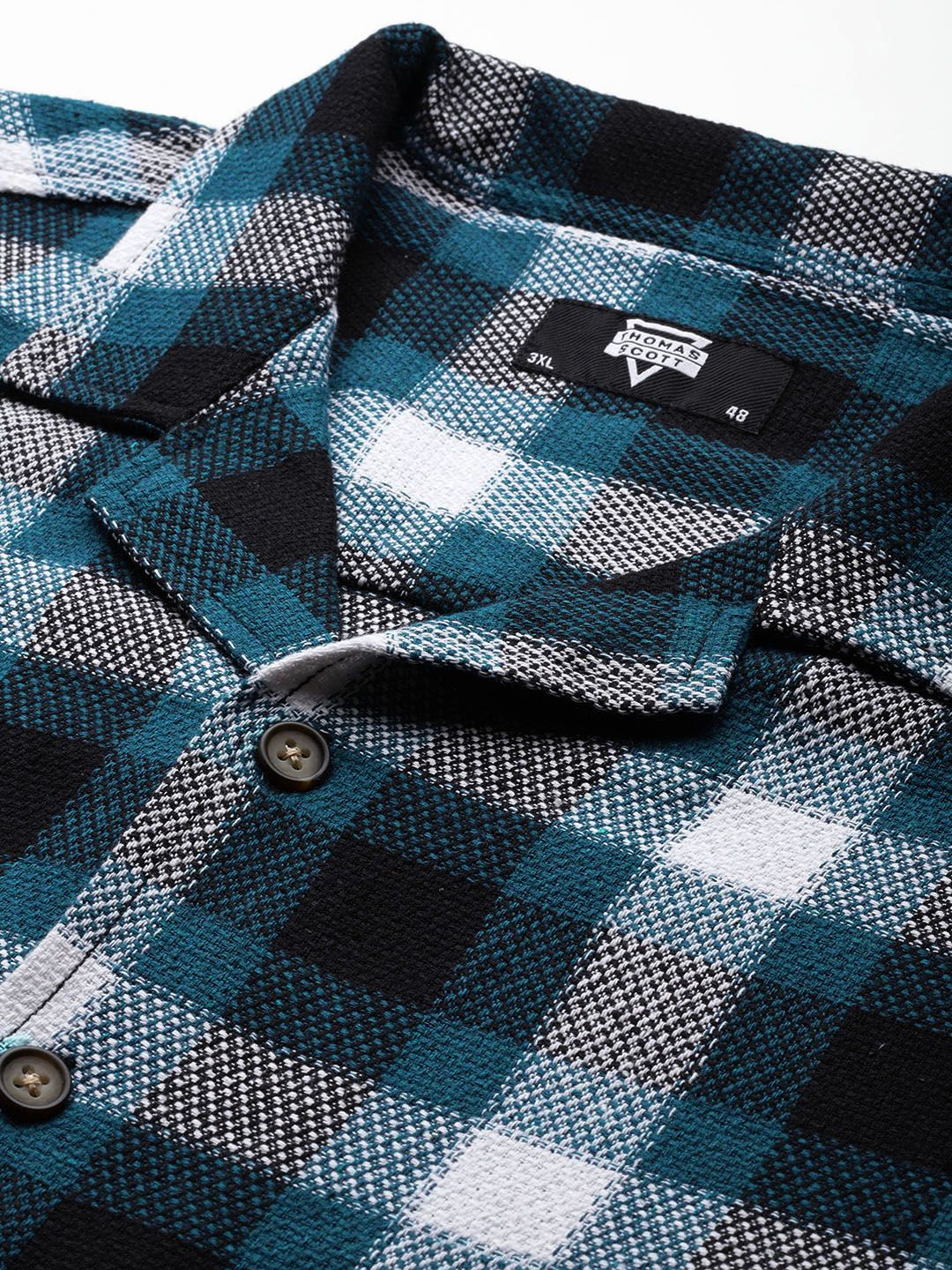 Thomas Scott Plus Size Windowpane Checks Casual Shirt