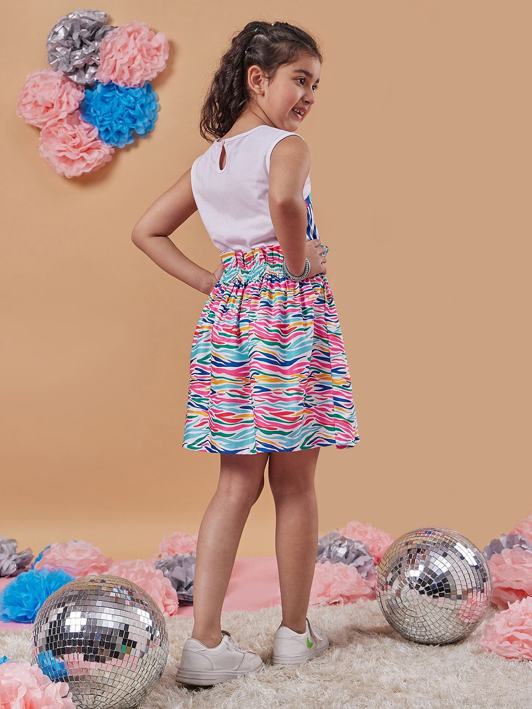 pspeaches Girls Conversational Print Sleeveless  Fit & Flare Dress