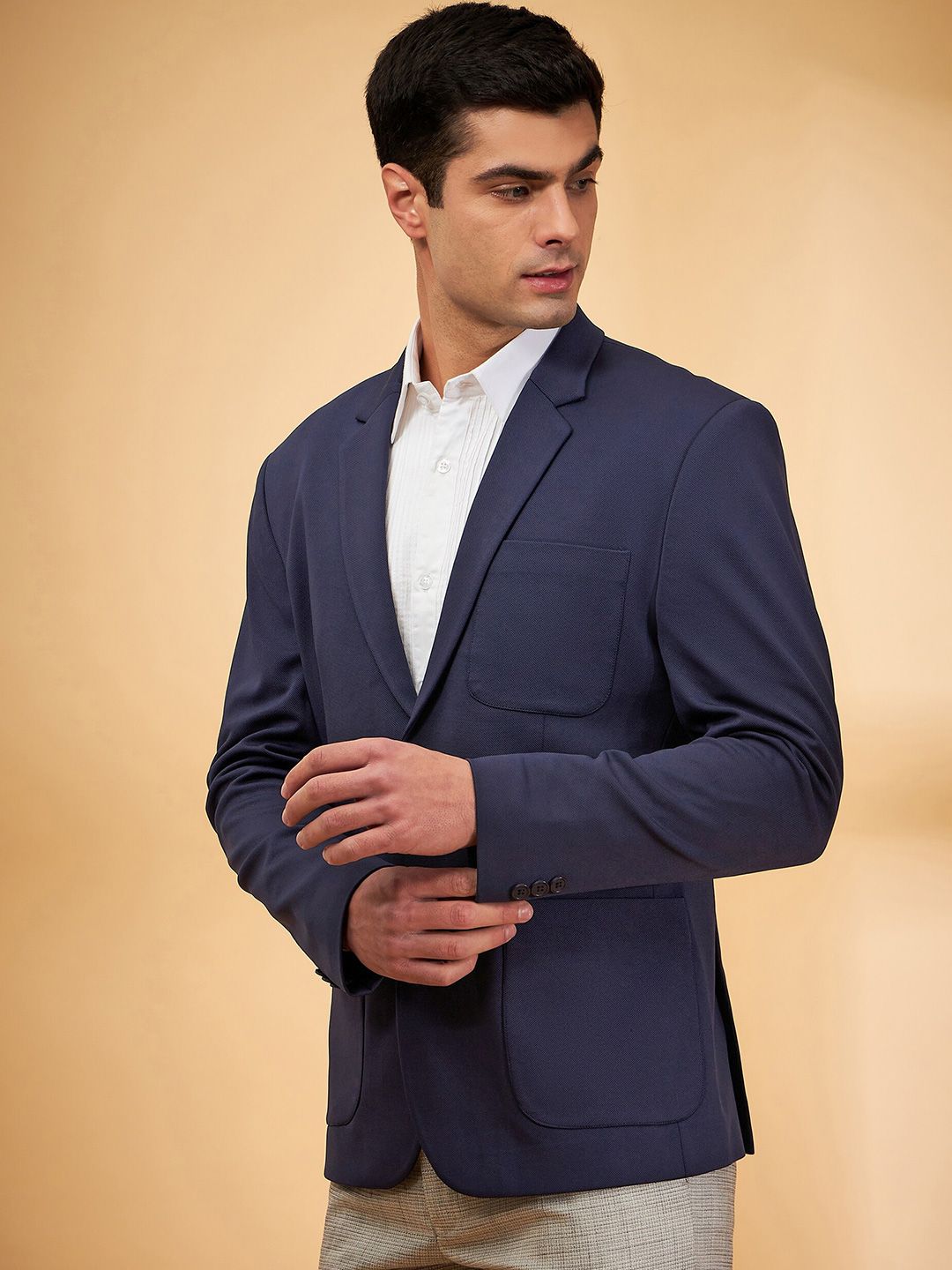 DENNISON Notch Lapel Collar Single-Breasted Blazer