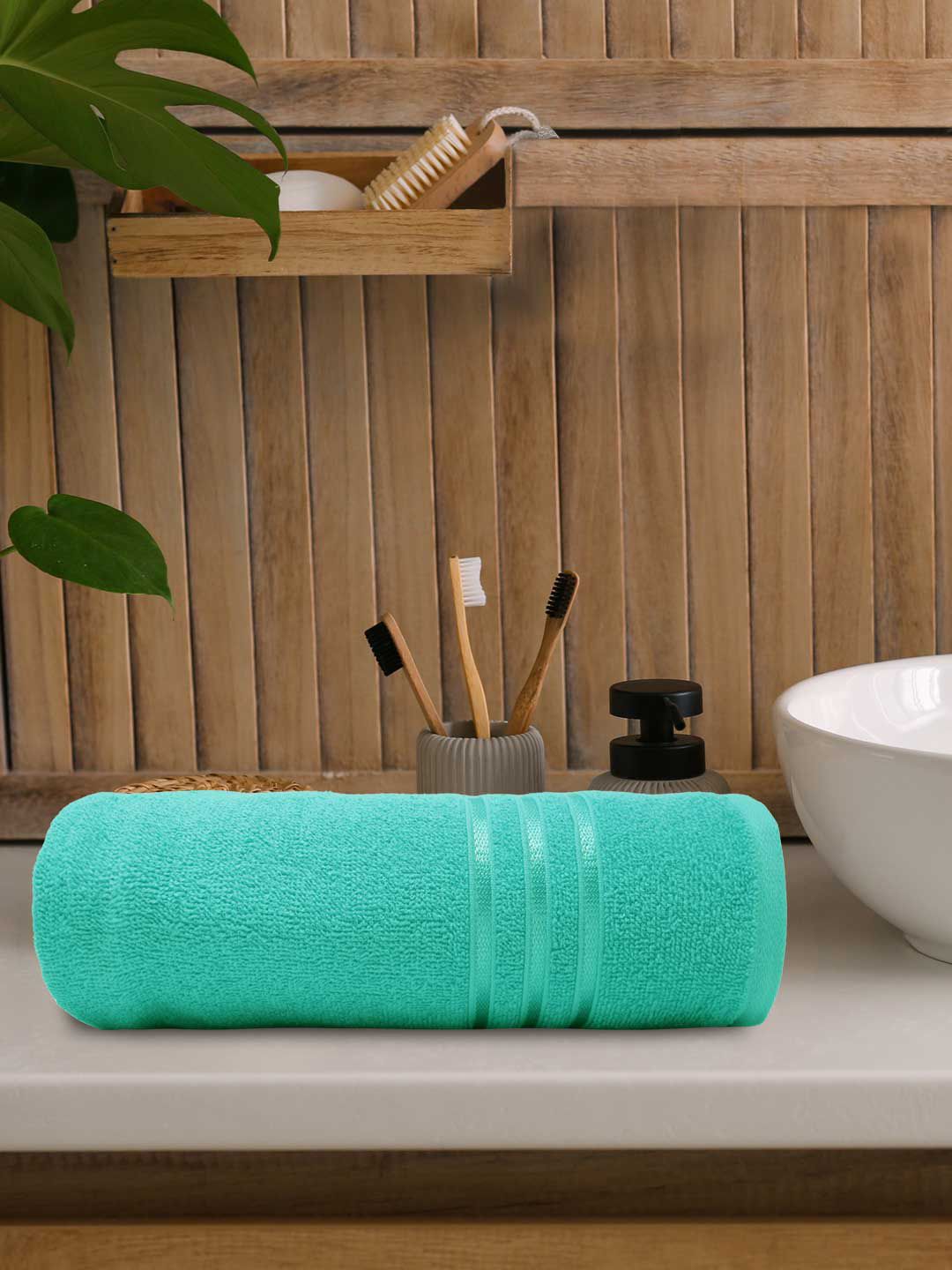 MYTRIDENT Green 400GSM Pure-Cotton Bath Towel