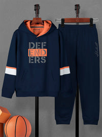 HELLCAT Boys Typography Printed Hooded Sweatshirt With Joggers