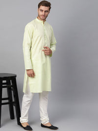 SOJANYA Kurta Lurus Pepejal Hijau Limau Lelaki