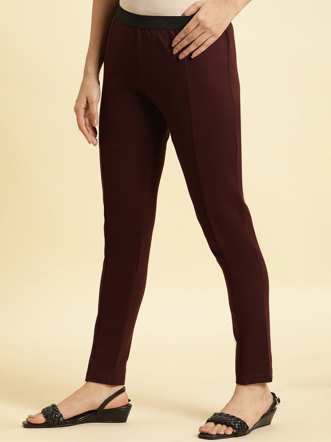 W Women Slim Fit Mid-Rise Plain Trousers