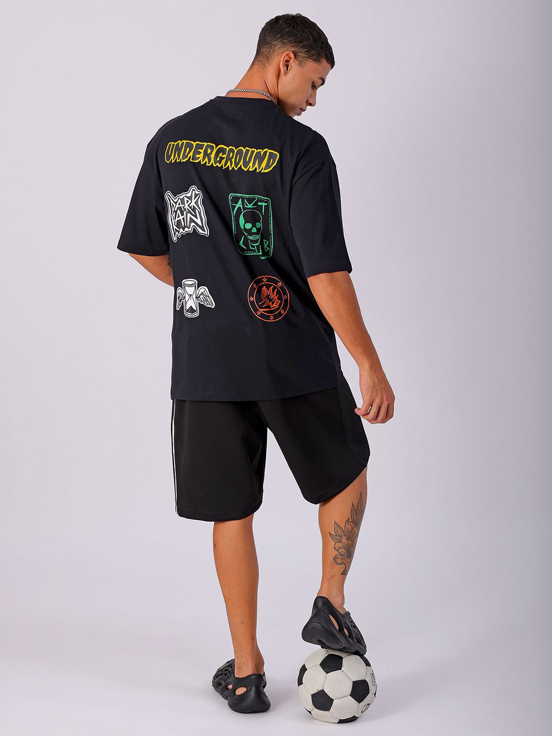 The Indian Garage Co Men Back Printed Oversized Pure Cotton T-shirt
